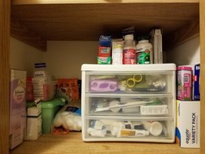 Tidying up the linen closet- medicines after