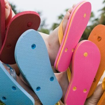 Colorful flip flops. Family staycation ideas