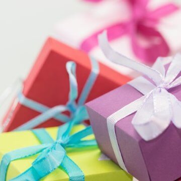 Colorful wrapped gifts.