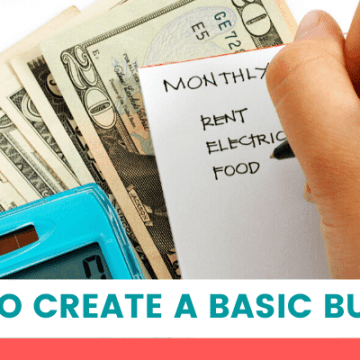 Hand writing budget with cash. Basic budget