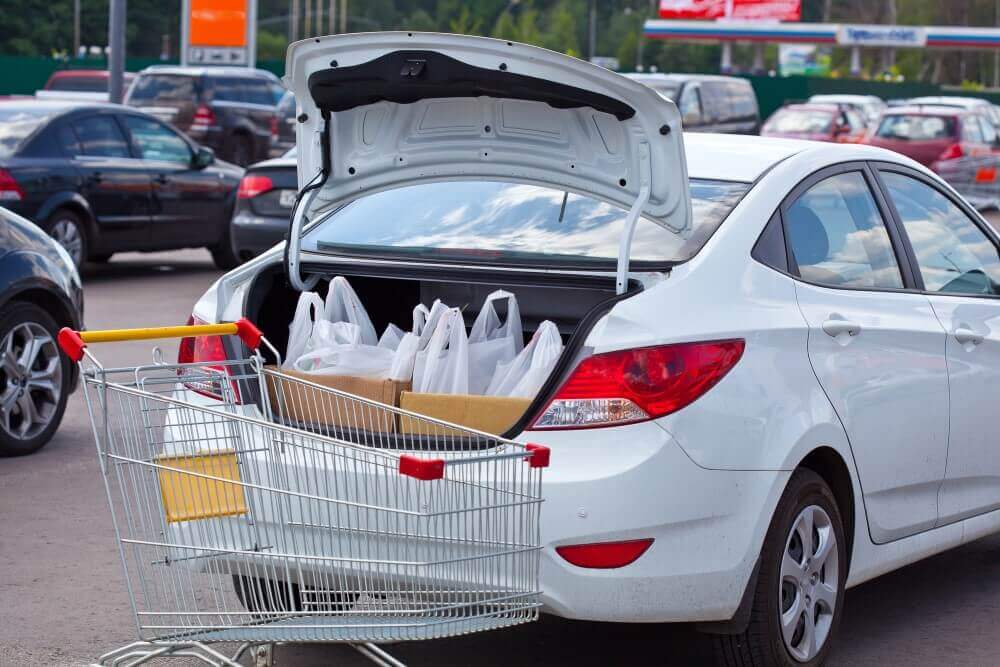 Grocery order in trunk